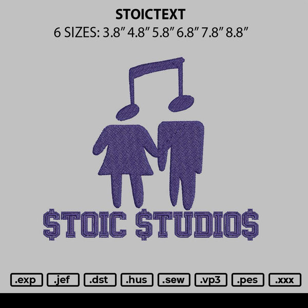 Stoictext Embroidery File 6 sizes