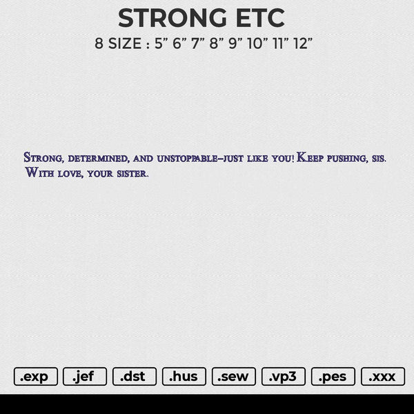 STRONG ETC Embroidery File 6 size