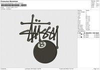 STUSSY 8 BALL Embroidery File 6 size