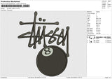 STUSSY 8 BALL Embroidery File 6 size