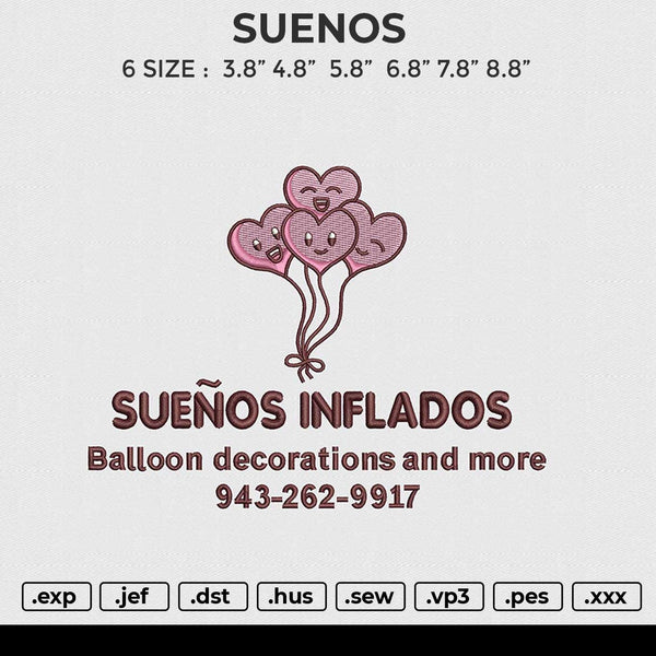 SUENOS Embroidery File 6 size