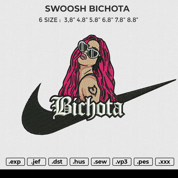 SWOOSH BICHOTA Embroidery File 6 size