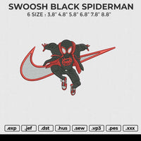 SWOOSH BLACK SPIDERMAN Embroidery File 6 size