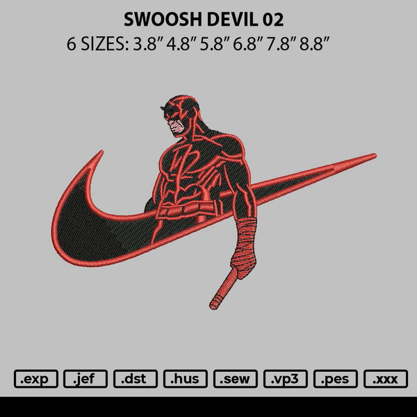 Swoosh Devil 02 Embroidery File 6 sizes
