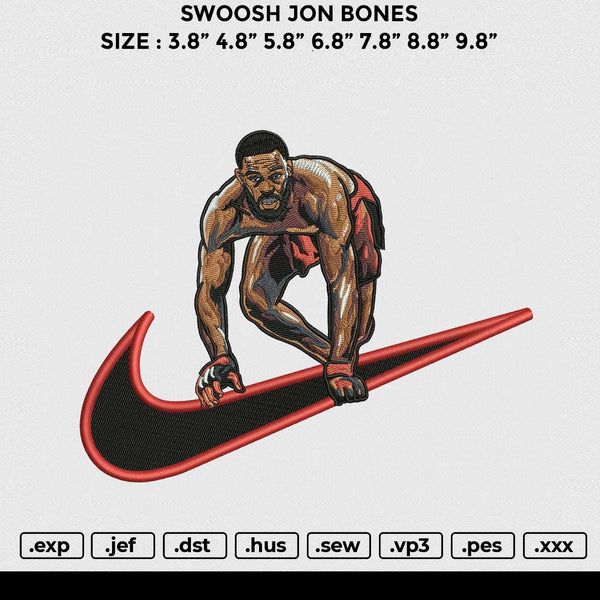 SWOOSH JON BONES Embroidery File 6 size