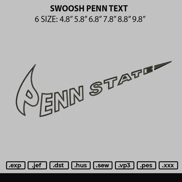 Swoosh Penntext Embroidery File 6 sizes