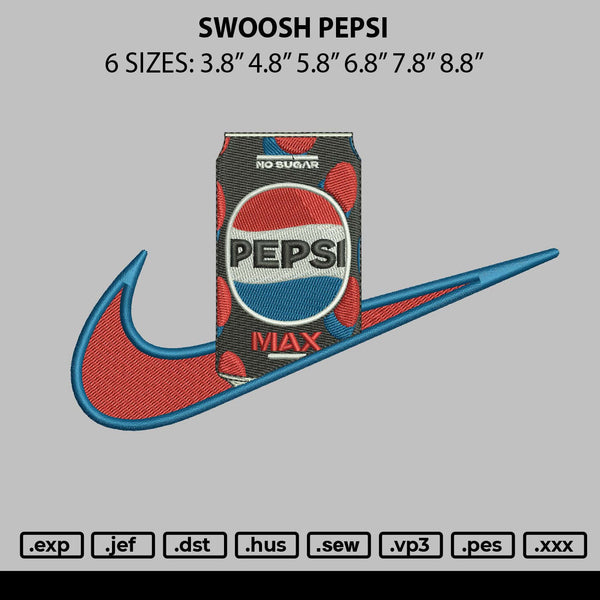 Swoosh Pepsi Embroidery File 6 sizes