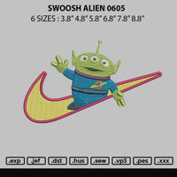 Swoosh Alien 0605 Embroidery File 6 sizes