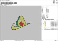 Swoosh Avocado V1 Embroidery File 6 sizes