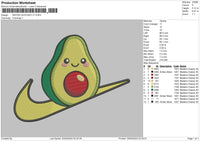 Swoosh Avocado V1 Embroidery File 6 sizes