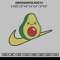 Swoosh Avocado V1 Embroidery File 6 sizes