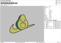 Swoosh Avocado V2 Embroidery File 6 sizes