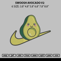 Swoosh Avocado V2 Embroidery File 6 sizes