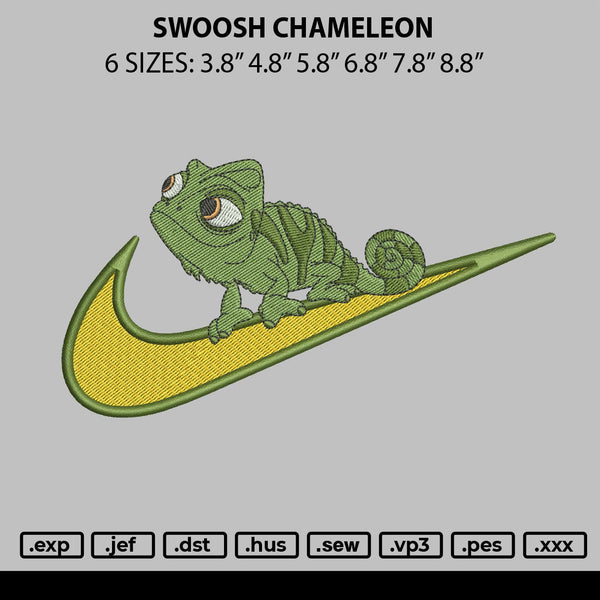 Swoosh Chameleon Embroidery File 6 sizes