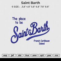 Saint Barth Embroidery File 6 size