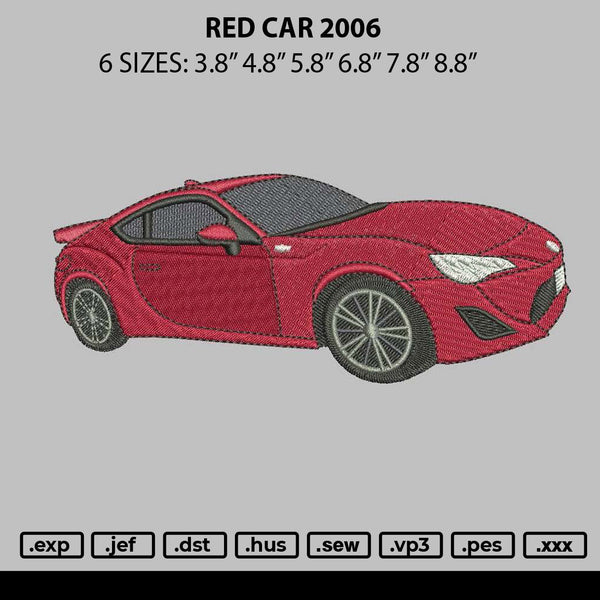 Red Car 2006 Embroidery File 6 sizes