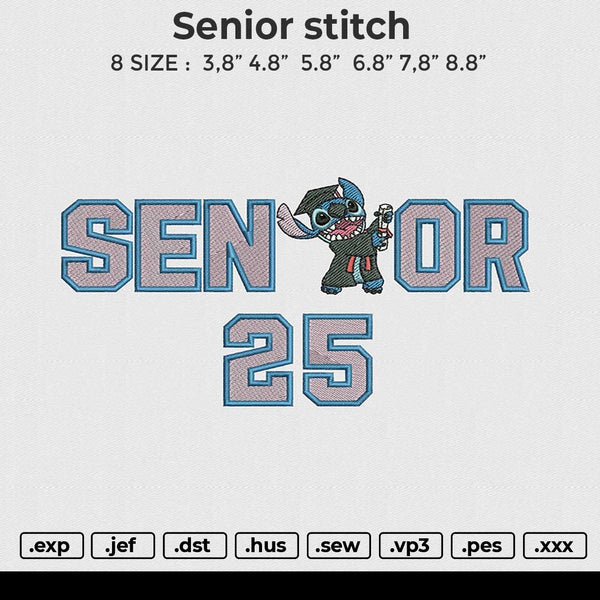 Senior Stitch Embroidery File 6 size