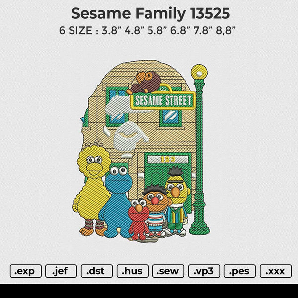 Sesame family 13525 Embroidery File 6 size