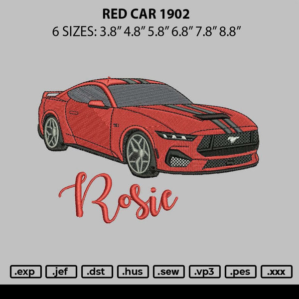 Red Car 1902 Embroidery File 6 sizes