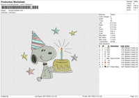 Snoopy Birthday  Embroidery File 6 size