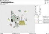 Snoopy Birthday  Embroidery File 6 size