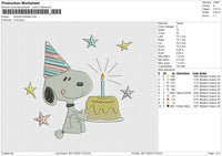 Snoopy Birthday  Embroidery File 6 size