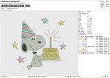 Snoopy Birthday  Embroidery File 6 size