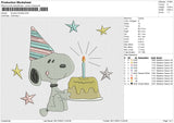 Snoopy Birthday  Embroidery File 6 size