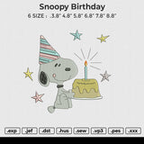 Snoopy Birthday  Embroidery File 6 size