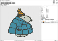 Snoopy winter Embroidery File 6 size