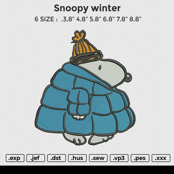 Snoopy winter Embroidery File 6 size