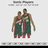 Sonic Players Embroidery File 6 size