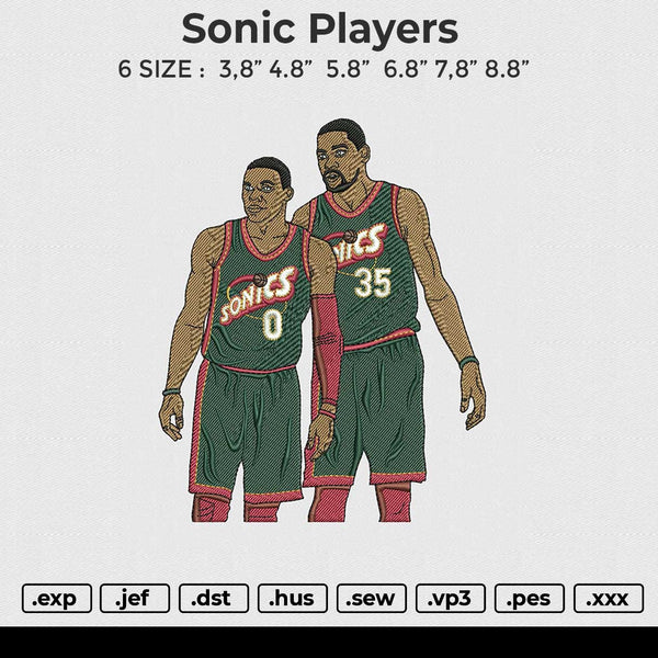 Sonic Players Embroidery File 6 size