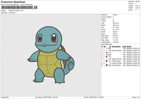 Squirtle Pokemon Embroidery File 6 size