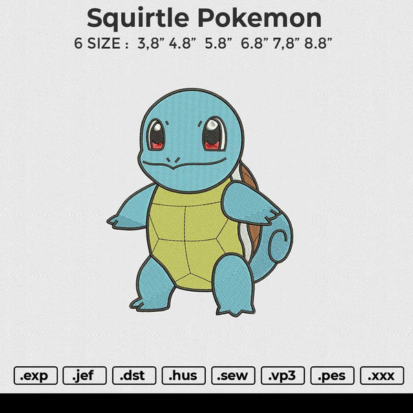 Squirtle Pokemon Embroidery File 6 size