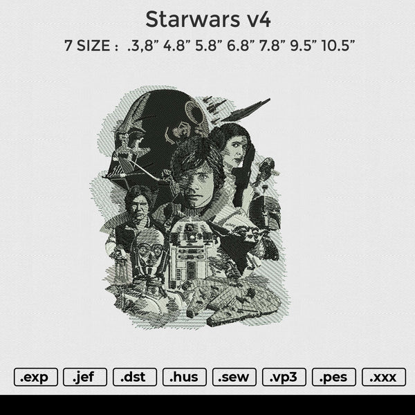 Starwars v4 Embroidery File 6 size