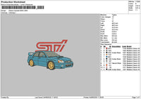 Blue Car Wrx Embroidery File 6 sizes