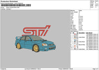 Blue Car Wrx Embroidery File 6 sizes
