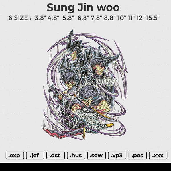 Sung Jin Woo Embroidery File 6 size