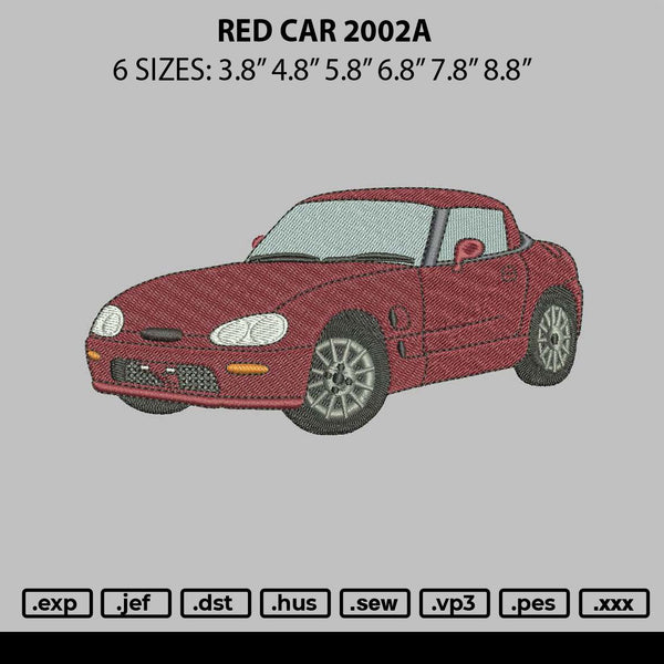 Red Car 2002a Embroidery File 6 sizes