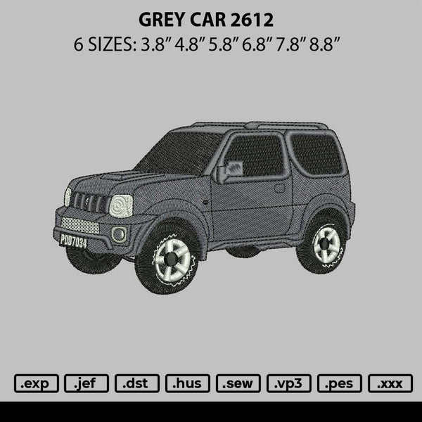 Grey Car 2612 Embroidery File 6 sizes