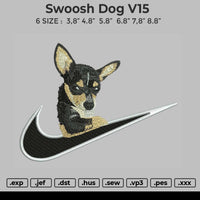 Swoosh Dog V15 Embroidery File 4 size