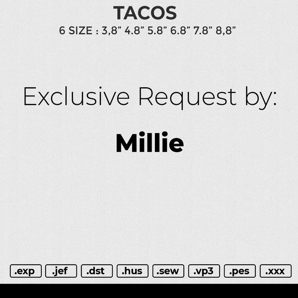 TACOS Embroidery File 6 size