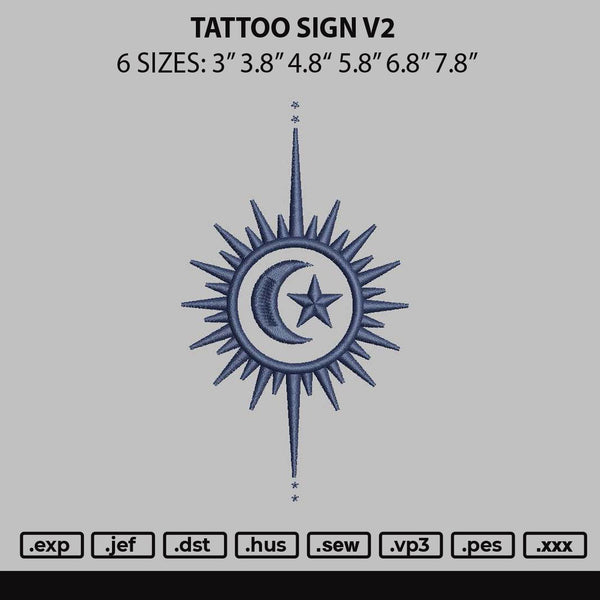 Tattoo Sign V2 Embroidery File 6 sizes