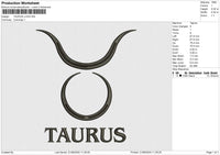 TAURUS LOGO Embroidery File 6 size