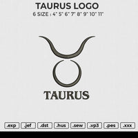 TAURUS LOGO Embroidery File 6 size