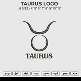 TAURUS LOGO Embroidery File 6 size