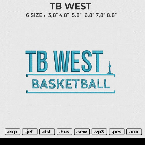 TB WEST Embroidery File 6 sizes