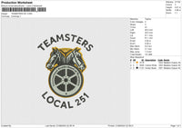 TEAMSTERS 251 Embroidery File 6 size