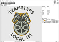 TEAMSTERS 251 Embroidery File 6 size